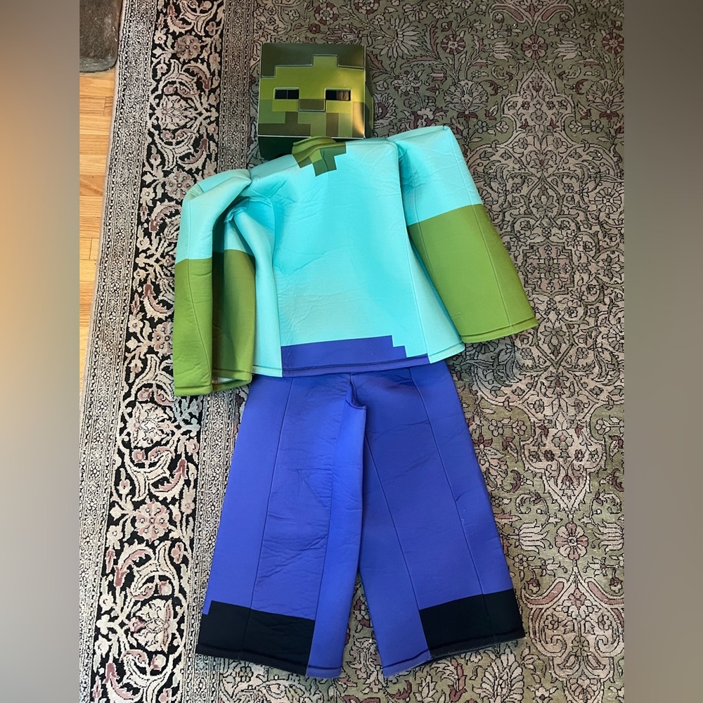 Minecraft Complete Steve Padded Costume RARE Boys Kids Size 7-8 Look!!!
